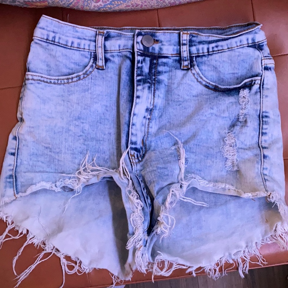 High waisted ripped denim shirts